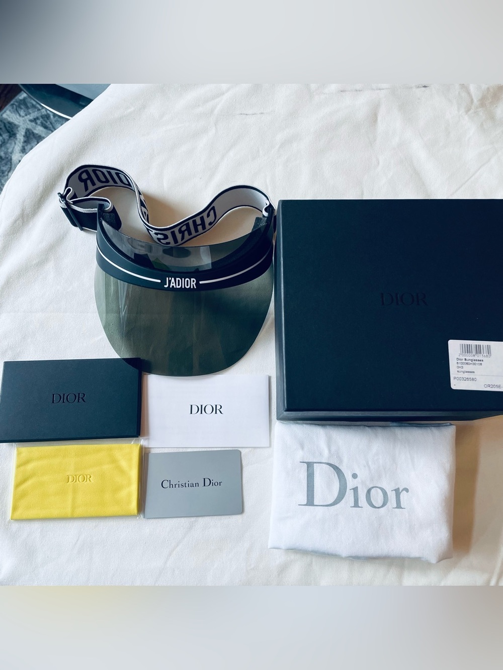 Authentic Christian Dior J'Adior DiorClub1 Visor Sunglass Black Grey Full Set